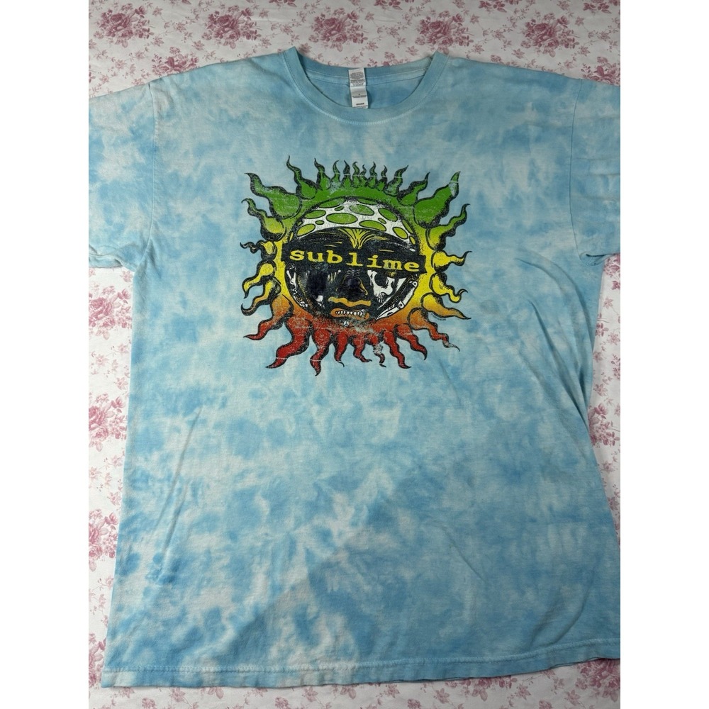 Sublime Tie Dye Band T-Shirt Large Blue Graphic Sun Logo Tee